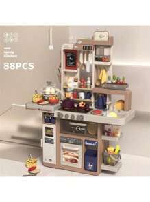 Deny Toys Cocina de 88pz con vapor, luz, agua y sonido - Caqui - Ver 5