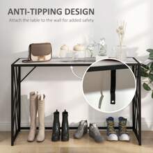 HOMCOM Console Table, Industrial Sofa Table With Metal Frame For Living Room, Hallway, 120 Cm, Grey - Grey - View 3