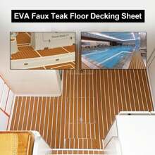 1 Pieza Hojas De Cubierta De Espuma De Eva Para Bote 60 X 240 Cm - 7 Mm De Grosor, Estera Antideslizante De Madera Falsa De Teca Para Pisos Marinos De Kayak Rv Yate Embarcación Motorizada Patineta Skimboard Cubierta Para Piscina Jardín