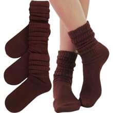 ToBeInStyle Pack Of 3 Of Colorful Unisex Fashion Slouch Socks - Brown - View 3