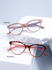 1 件装小框细边猫眼无度数眼镜个性化多功能眼镜 - 無色 - 查看 10