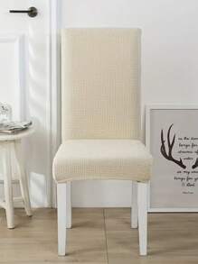 1pc Plain Grid Plush Chair Cover, Corn Kernels Simple Detachable & Washable Cushion Protector Elastic Chair Slipcover
