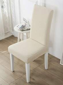 1pc Plain Grid Plush Chair Cover, Corn Kernels Simple Detachable & Washable Cushion Protector Elastic Chair Slipcover
