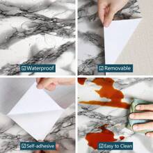 1 Roll PVC Waterproof Self-Adhesive Marble Wallpaper Removable Decorative Vinyl Film - Beige - View 3