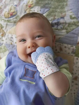 1 pieza Manopla de dentición para bebé, guante anti-mordedura para bebé, pulsera de dentición con chupete, juguete para morder