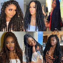 HONG SHI JIA Long Butterfly Locs Crochet Hair 20Inch Pre Looped Butterfly Locs Crochet Braids Hair For  Natural Color Synthetic Hair - Khaki - View 11