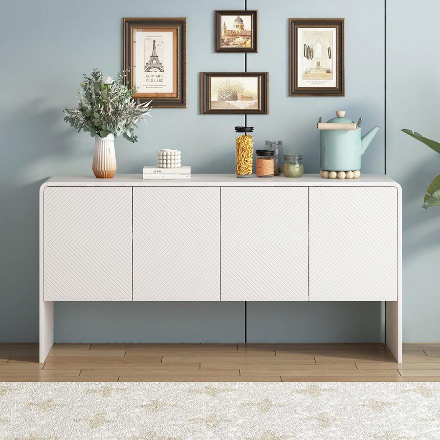 Nestfair 60"L Minimalist Style Sideboard With 4 Doors