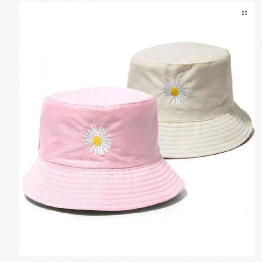 Women Bucket Hat - 玫瑰色/米色 - 查看 1