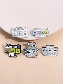 5 件裝科學是真正的琺瑯別針化學方程式化學元素胸針徽章知識珠寶兒童禮物 - 彩色 - 查看 4