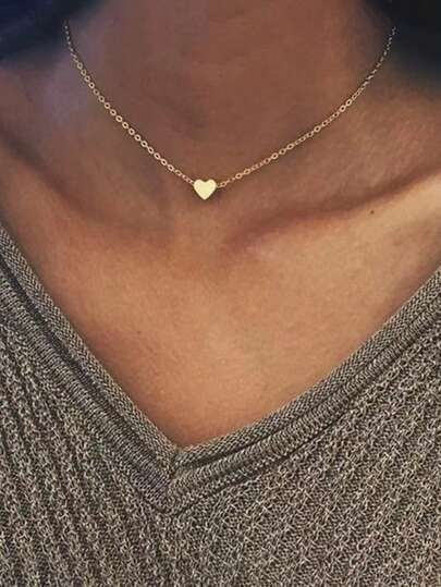 1pc Simple & Fashionable Heart Pendant Necklace For Women, Daily Decoration Valentines,Mom,Mother,Mother's Day,Gift