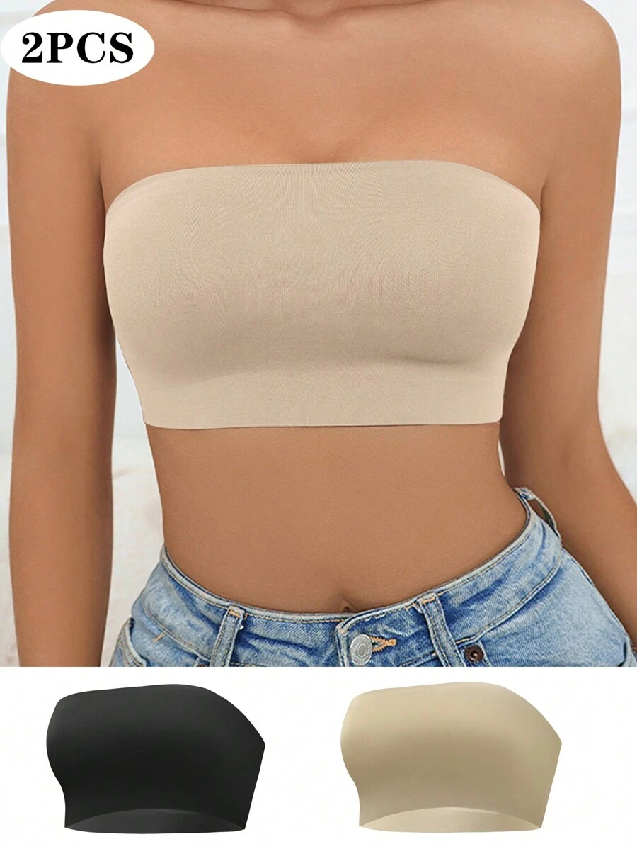 2PCS Women Strapless Bra Seamless Invisible Bras Tube Tops No Pad Beauty Back Breathable Wireless Wedding Brassiere Push Up Bras Sexy Female Lingerie Underwear