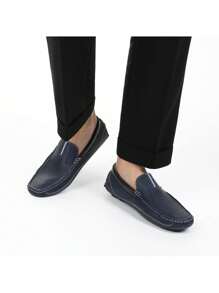 Men's Driving Moccasins Penny Loafers Slip On Loafer Shoes - Navy Blue - View 9