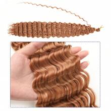 1/6Packs Ocean Wave Crochet Hair ,30Inch Brown Deep Wave Braiding Hair For Women Synthetic Curly Crochet Hair Extensions Wavy Braiding Hair Bohemian Crochet Braids(30#) - Brown - View 5