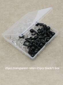 1box 50pcs Creative Hooks Thumbtacks Plastic Push Pins For Felt Board, Soft Wood Board, Photo Wall, Transparent Black - Black and White - View 6