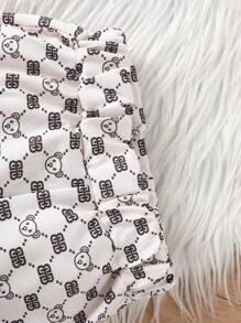 H HIBOBI 2pcs/Set Baby Boy Spring & Autumn Long Sleeve Fleece Zipper Jacket And Pants Set With Bear Print - Khaki - View 6