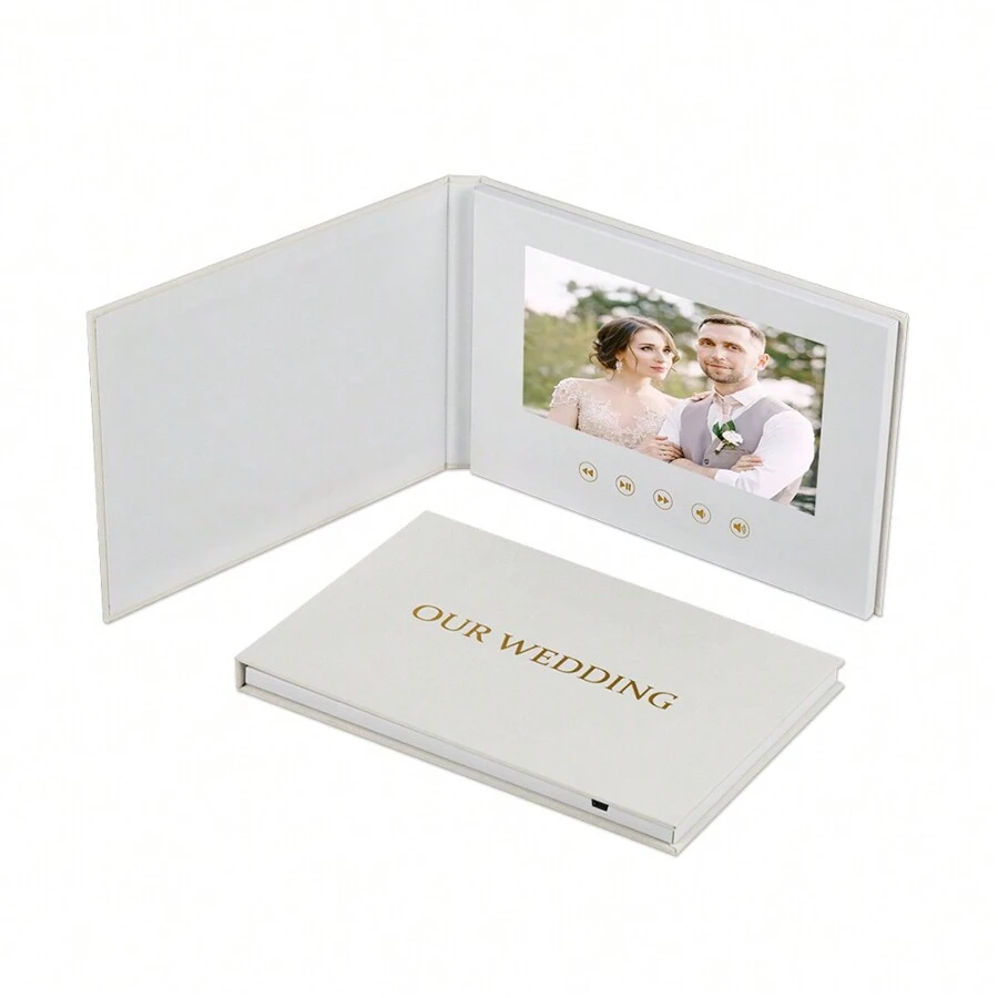 Video Book For Playing Wedding Videos | Cards With Video Display, Wedding Video Book, Wedding Video Album | 4GB Memory, 7-Inch, IPS Display, Linen Binding And Rechargeable Battery | Store Perfect Wedding Records, Proposal Planning Surprises - 7 Inches - View 1