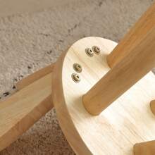 1pc Wooden Stool With Backrest For Children, Suitable For Small Table, Bench, Tea Table, Shoe Changing Stool, Household - Ginger - View 4