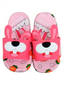 Lindas sandalias flexibles para niños/as con diseño de conejos y zanahorias - Rosa - Ver 2