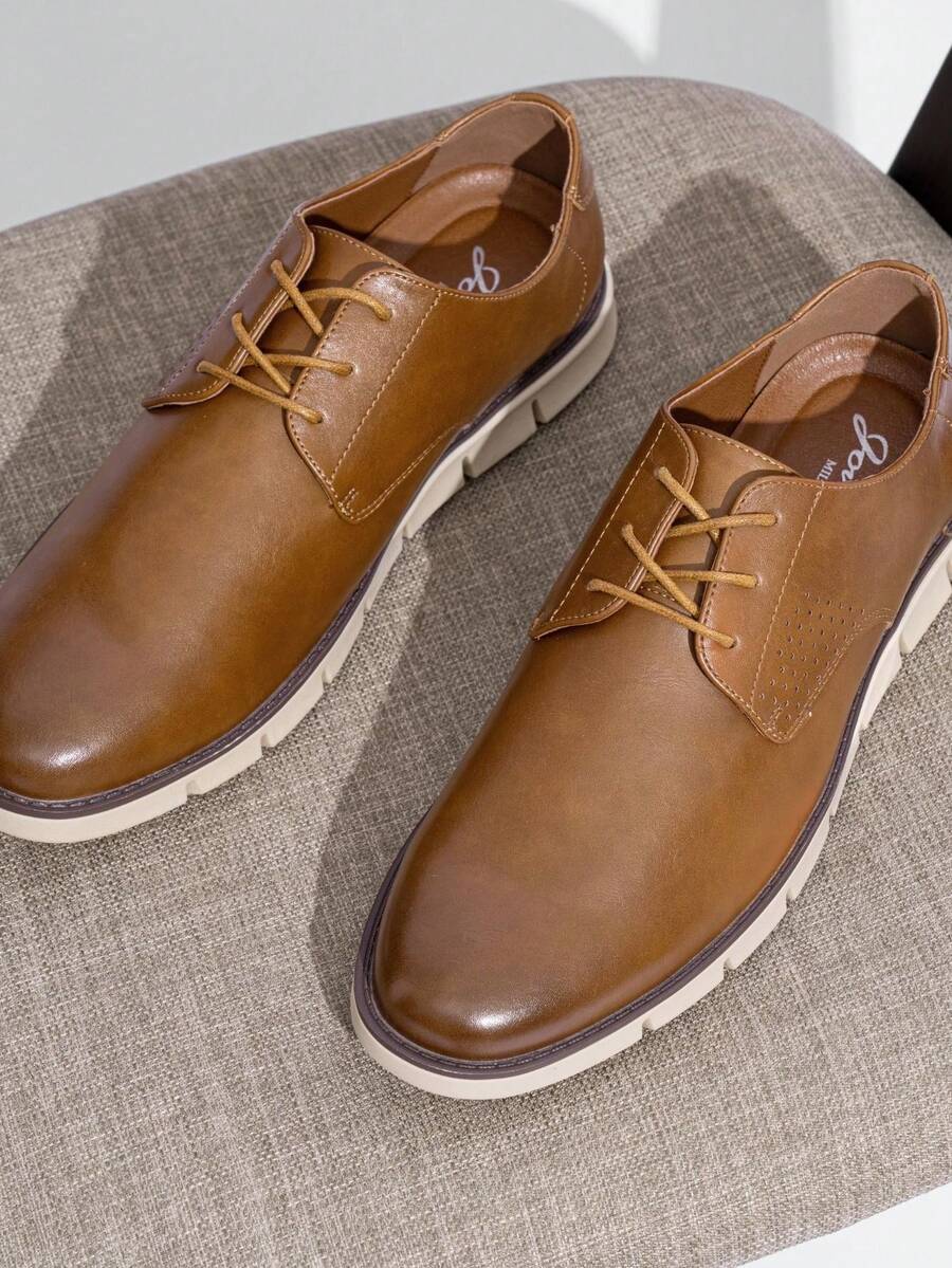 SHOESMALL Men's Oxford Casual Shoes Retro Non-Slip Classic Comfortable Casual Dress Shoes For Men - AMY9053-nâu - Xem 1