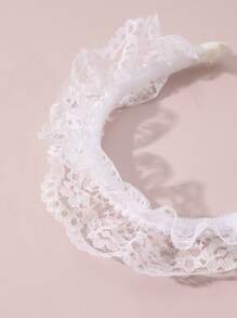 1pc White Lace Headband For Girls Daily Decoration - White - View 4