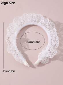 1pc White Lace Headband For Girls Daily Decoration - White - View 5