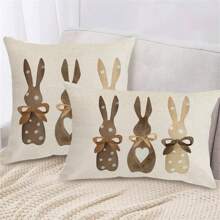 1入組復活節掛墊,圓點愛心兔子蝴蝶結裝飾靠墊套,適用於客廳沙發臥室床墊,不包含靠墊 - 卡其色 - 查看 1