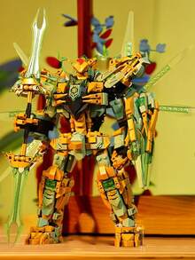 Serie De Juguetes De Bloques De Construcción, Robot De Dragón De Juguete De Montaje - Verde - Ver 6