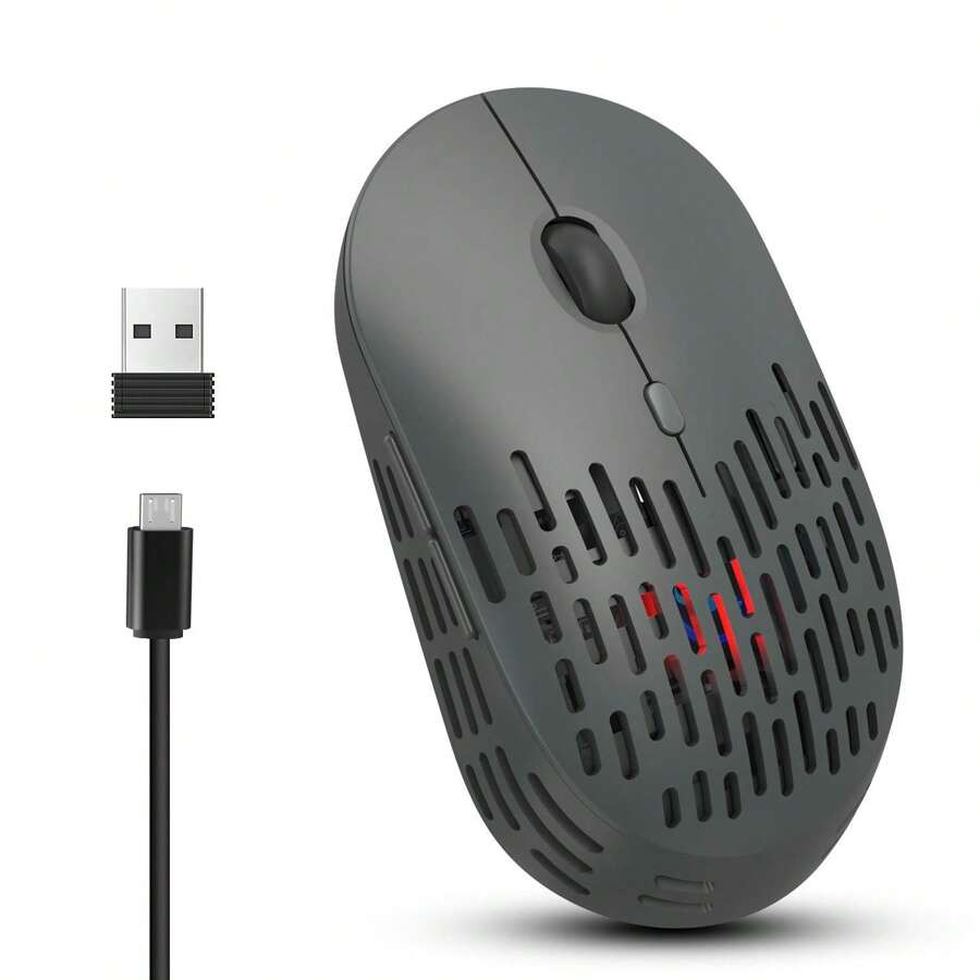 Ratón Inalámbrico óptico De 1600 DPI - Color Rojo, Con Receptor USB, Ideal Para Ordenador Y Portátil