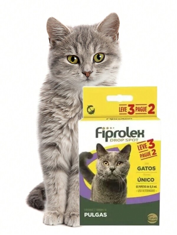 Kit com 3 unidades Antipulgas Ceva Fiprolex Drop Spot para Gatos de 0,5 mL