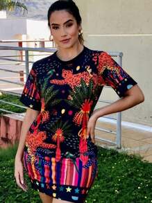 Women Dresses - Red and Black - View 3