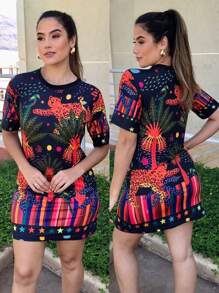 Women Dresses - Red and Black - View 1