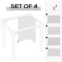 Outsunny 4 Pack Universal Gazebo Replacement Sidewalls Privacy Panel For Most 3 X 4m Gazebo Canopy Pavillion Outdoor Shelter Curtains Accessories - Light Grey - View 5