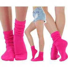 Calcetines por Encima de la Rodilla de Mujer - Rosa Fucsia - Ver 2