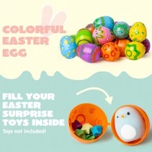 Syncfun 24PCS 2.3" Printed Easter Eggs, Empty Easter Eggs Fillable, Colorful Plastic Eggs Bulks For Easter Hunt - Nhiều màu - Xem 4