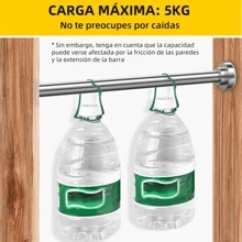 Barra de Cortina Baño, Barra de Cortinero Para Baño Retráctil 60-100cm, 304 Acero Inoxidable de Antideslizante, Varilla de Cortinas Sin Taladrar para Baño, Para Armario, Baño - Gris - Ver 5