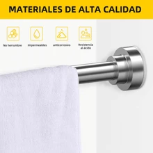 Barra de Cortina Baño, Barra de Cortinero Para Baño Retráctil 60-100cm, 304 Acero Inoxidable de Antideslizante, Varilla de Cortinas Sin Taladrar para Baño, Para Armario, Baño - Gris - Ver 7