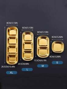 1 件金色多格不锈钢酱汁碟、餐盘、盐醋糖调味品蘸料碗、厨房、圣诞礼物 - 金色 - 查看 9