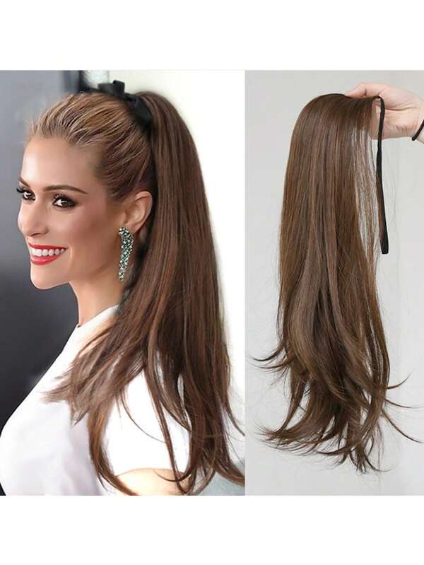 Cola De Caballo Larga Ondulada Y Rizada Sintética Con Cinta Y Cordón Para Atar A La Cola De Caballo, Extensión De Cabello Artificial Natural