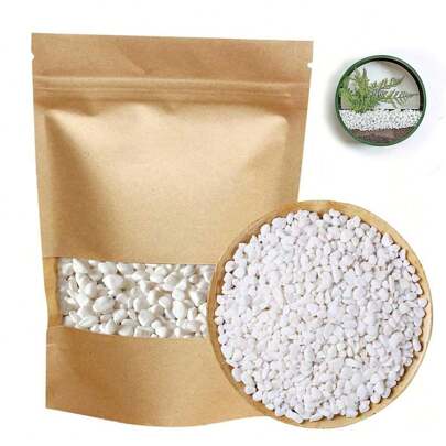 Mini White Rocks Stone Decorative Pebbles Vase Fillers Succulents Cactus Bonsai DIY Plant Rock Garden Outdoor Indoor Gravel For Aquarium, Fish Tank, Terrarium, Fairy Gardening, Top Dressing(0.5-0.7mm)