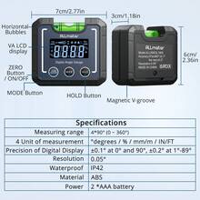 Digital Angle Gauge Level Box Protractor Angle Finder Inclinometer With Magnetic Base For Calculating In Helicopter/Bevel Angle Of Miter Saw/Automobile Test And Repair - Blue - View 5