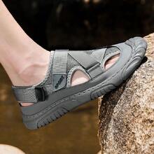 Men's Closed-Toe Anti-Collision Sandals, Durable Slip-Resistant Beach Shoes - Grey - View 4