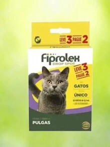 Kit com 3 unidades Antipulgas Ceva Fiprolex Drop Spot para Gatos de 0,5 mL