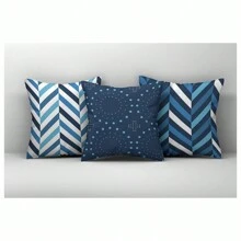 Arte e Cores Cushion Cover - 藍色的 - 查看 1