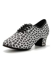 女士舞鞋,交際舞蹈鞋,綁帶分底女孩專業練習探戈舞鞋,舞臺表演鞋 - 黑與白 - 查看 7