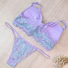 Conjunto Lingerie Luvinha Sexy Renda Bicolor Sainha Perneira  Ref.477