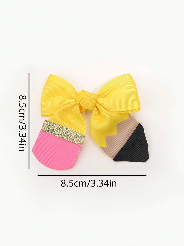 Conjunto de 2 piezas con pinzas para el cabello con lazos y cintas para accesorios del cabello de niñas para el regreso a la escuela - Multicolor - Ver 4