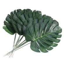 10/20 pièces 33,9 cm Fausses feuilles de palmier tropical avec tiges, plante tropicale artificielle, imitation de feuilles de Monstera, décorations de fête hawaïenne luau, Saint-Valentin, cadeau