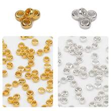 200/400/600入組2.5mm壓縮珠罩,帶扁平端,圓形分隔珠,金屬珠寶製作diy手工工具材料