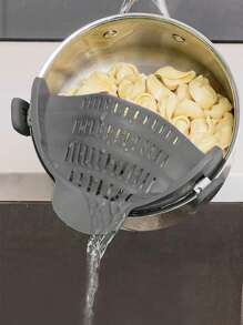 Colador de silicona para ollas, Colador de silicona ajustable para ollas, sartenes y cuencos, Colador de cocina, Colador de mano para ollas, Filtro para lavar frutas para fideos, pasta, verduras - Gris - Ver 2