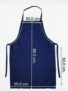 Mandil Delantal Largo Sin Bolsas Poliéster Tipo Carnicero Sublimado Estampado Serigrafía - Azul Marino c/Bies Blanco - Ver 3